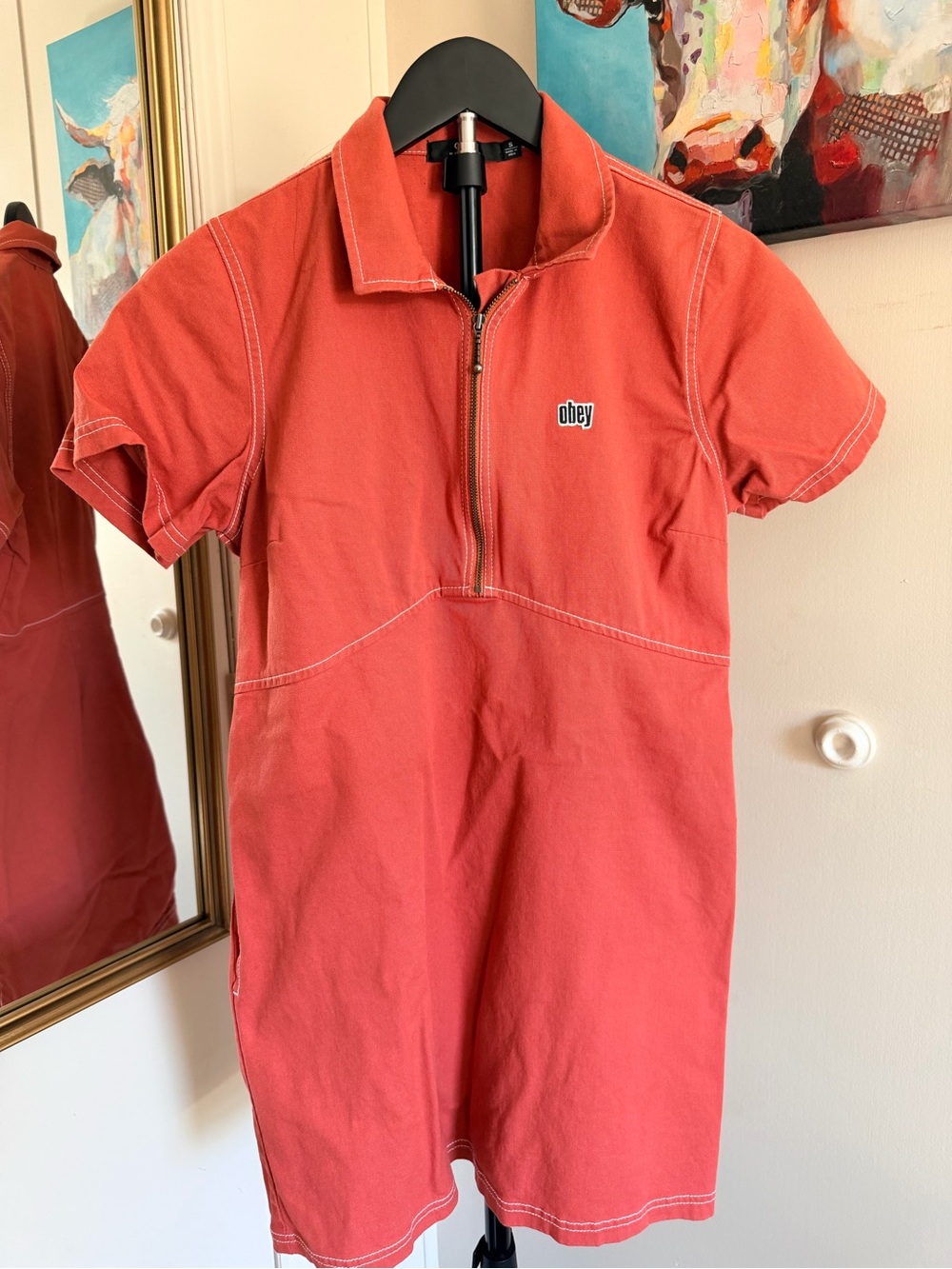 Obey Kids Coral Short-Sleeve Polo Romper with Zip